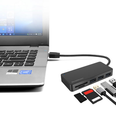 Dealsmate Simplecom CH368 3 Port USB 3.0 Hub with Dual Slot SD MicroSD Card Reader
