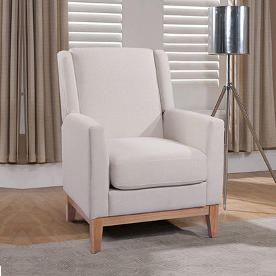 Dealsmate Armchair in Beige Colour Lounge Accent Chair Upholstered Fabric with Wooden leg