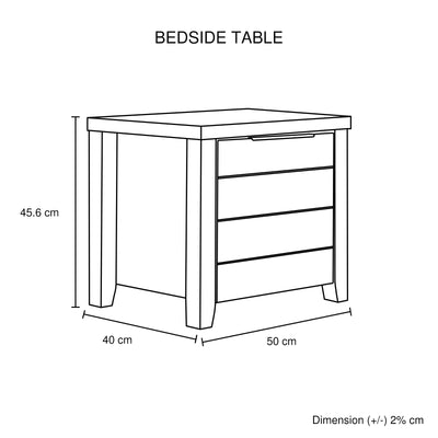 Dealsmate 3 Pieces Bedroom Suite Natural Wood Like MDF Structure Queen Size White Ash Colour Bed, Bedside Table