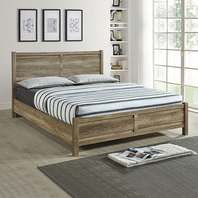 Dealsmate 4 Pieces Bedroom Suite Natural Wood Like MDF Structure Double Size Oak Colour Bed, Bedside Table & Dresser