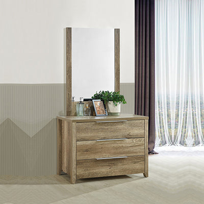 Dealsmate 4 Pieces Bedroom Suite Natural Wood Like MDF Structure King Size Oak Colour Bed, Bedside Table & Dresser