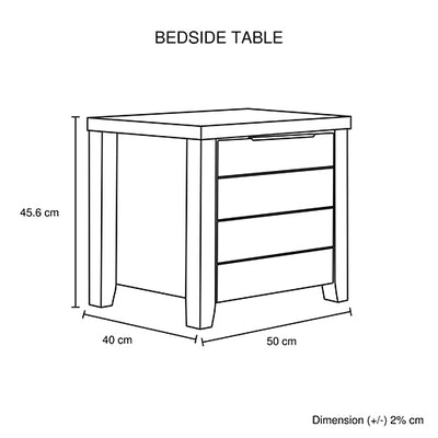 Dealsmate 4 Pieces Bedroom Suite Natural Wood Like MDF Structure Queen Size White Ash Colour Bed, Bedside Table & Tallboy
