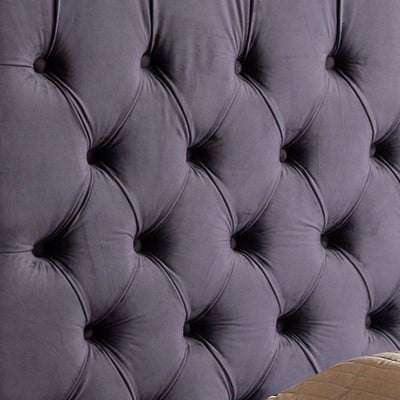Dealsmate King Size Bedframe Velvet Upholstery Dark Grey Colour Tufted Headboard Deep Quilting