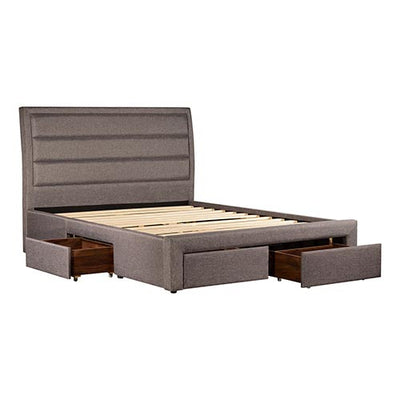Dealsmate Storage Bed Frame Queen Size Upholstery Fabric in Light Grey with Base Drawers
