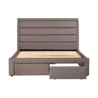 Dealsmate Storage Bed Frame Queen Size Upholstery Fabric in Light Grey with Base Drawers
