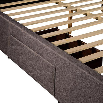 Dealsmate Storage Bed Frame Queen Size Upholstery Fabric in Light Grey with Base Drawers