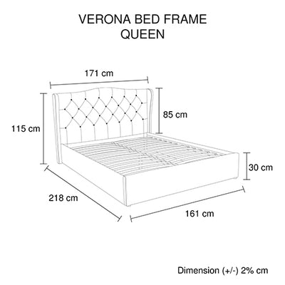 Dealsmate Gas Lift Queen Size Storage Bed Frame Upholstery Fabric in Grey Colour with Tufted Headboard and Wings