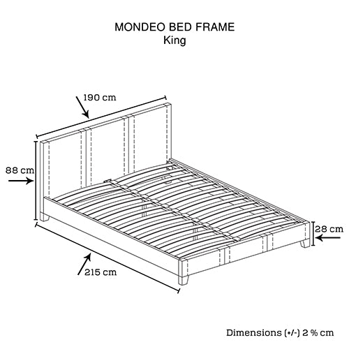 Dealsmate King Size Leatheratte Bed Frame in Black Colour with Metal Joint Slat Base