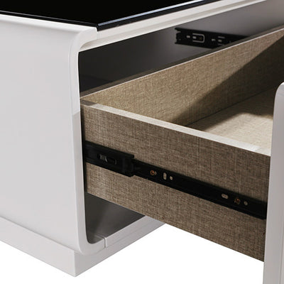 Dealsmate Coffee Table High Gloss Finish MDF Black & White Colour with 2 Drawers Storage