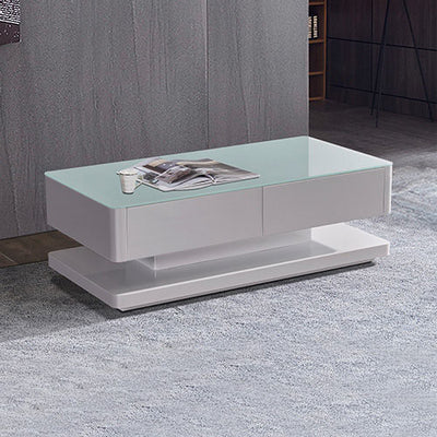 Dealsmate Stylish Coffee Table High Gloss Finish Shiny White Colour with 4 Drawers Storage