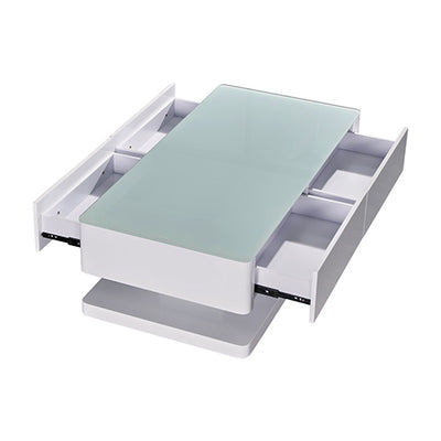 Dealsmate Stylish Coffee Table High Gloss Finish Shiny White Colour with 4 Drawers Storage