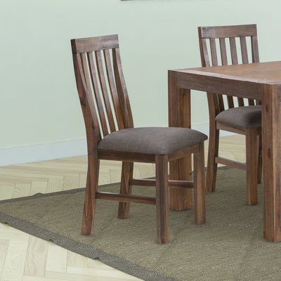 Dealsmate 2x Wooden Frame Leatherette in Solid Wood Acacia & Veneer Dining Chairs in Chocolate Colour