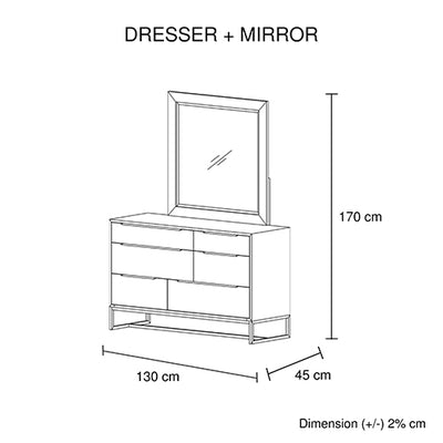 Dealsmate Dresser with 6 Storage Drawers in Solid Acacia & Veneer With Mirror