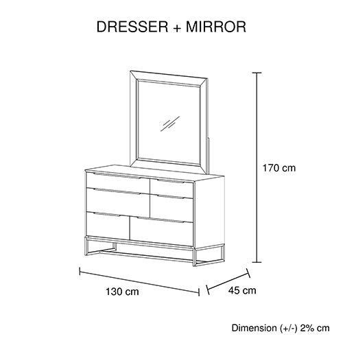 Dealsmate Dresser with 6 Storage Drawers in Solid Acacia & Veneer With Mirror