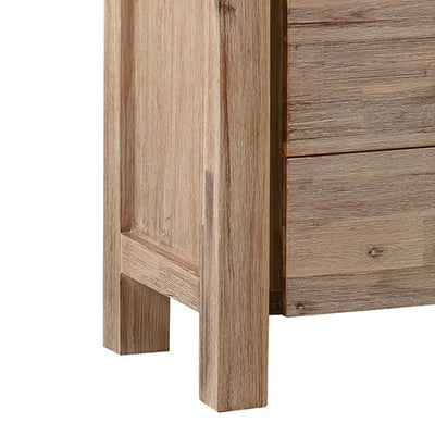 Dealsmate Dresser with 6 Storage Drawers in Solid Acacia & Veneer With Mirror in Oak Colour