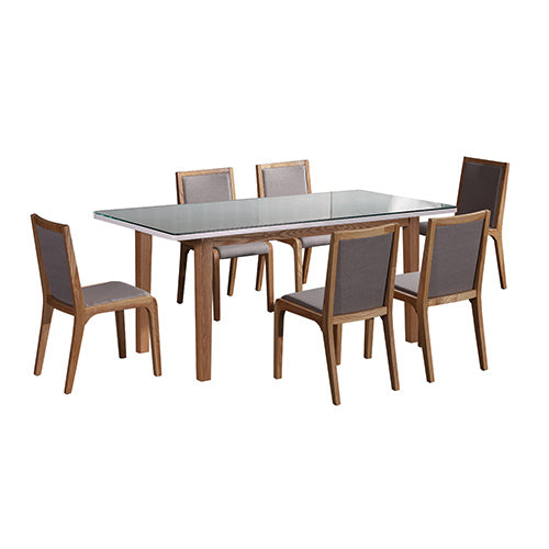 Dealsmate 7 Pieces Dining Suite Dining Table & 6X Chairs in White Top High Glossy Wooden Base