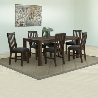 Dealsmate 7 Pieces Dining Suite 180cm Medium Size Dining Table & 6X Chairs with Solid Acacia Wooden Base in Chocolate Colour