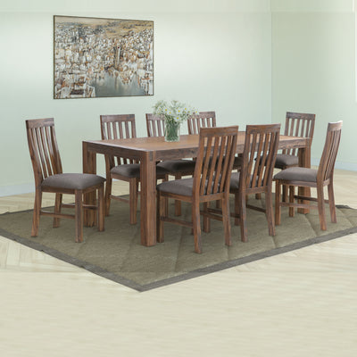 Dealsmate 9 Pieces Dining Suite 210cm Large Size Dining Table & 8X Chairs with Solid Acacia Wooden Base in Chocolate Colour