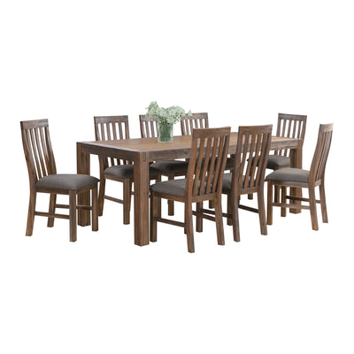 Dealsmate 9 Pieces Dining Suite 210cm Large Size Dining Table & 8X Chairs with Solid Acacia Wooden Base in Chocolate Colour