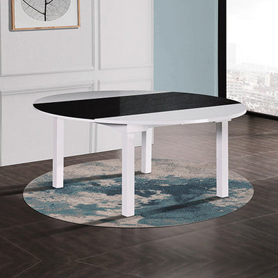 Dealsmate Dining Table in Round Shape High Glossy MDF Wooden Base Combination of Black & White Colour