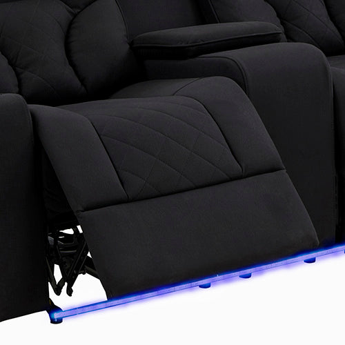 Dealsmate Electric Recliner Stylish Rhino Fabric Black Couch 2 Seater Lounge with LED Features