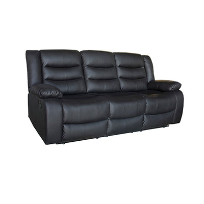 Dealsmate 3 Seater Recliner Sofa In Faux Leather Lounge Couch in Black