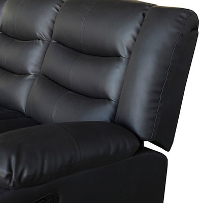 Dealsmate 3 Seater Recliner Sofa In Faux Leather Lounge Couch in Black