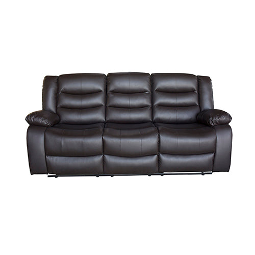 Dealsmate 3 Seater Recliner Sofa In Faux Leather Lounge Couch in Brown