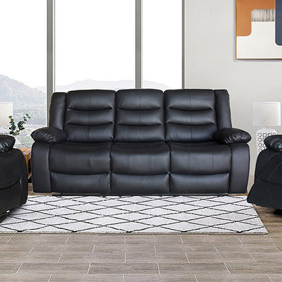 Dealsmate 3+1+1 Seater Recliner Sofa In Faux Leather Lounge Couch in Black