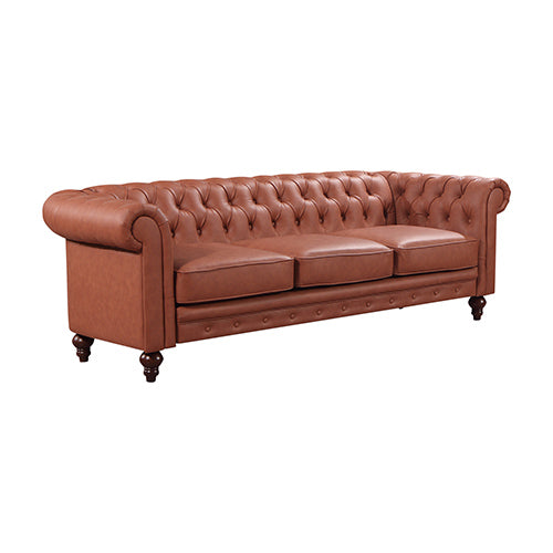Dealsmate 3+2+1 Seater Brown Sofa Lounge Chesterfireld Style Button Tufted in Faux Leather