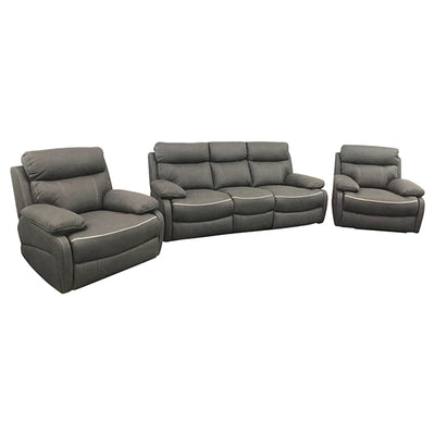 Dealsmate 3+1+1 Seater Electric Recliner Sofa In Luxe Rhino Polyester Plywood Fabric In Ash Colour with Plastic Black Base
