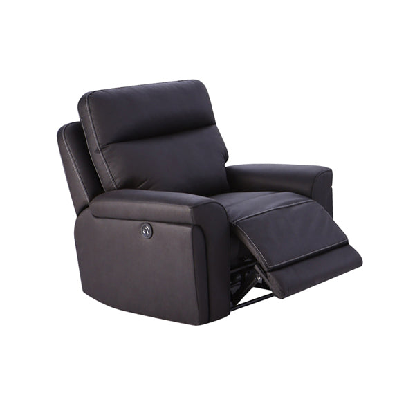 Dealsmate 3+2+1 Seater Electric Recliner Sofa in Super Suede Fabric in Charcoal Color with Plastic Black Base