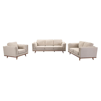 Dealsmate 3+2 Seater Sofa Beige Fabric Lounge Set for Living Room Couch with Wooden Frame