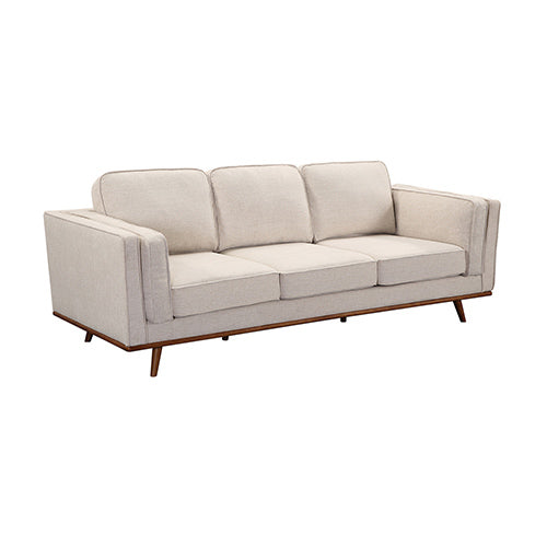 Dealsmate 3+2 Seater Sofa Beige Fabric Lounge Set for Living Room Couch with Wooden Frame