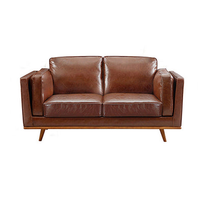 Dealsmate 3+2+1 Seater Sofa Brown Leather Lounge Set for Living Room Couch with Wooden Frame