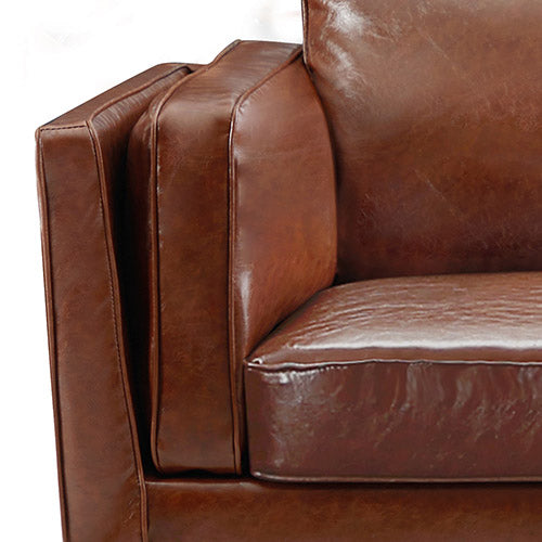 Dealsmate 3+2+1 Seater Sofa Brown Leather Lounge Set for Living Room Couch with Wooden Frame