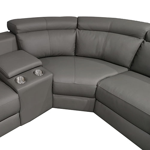 Dealsmate 6 Seater Real Leather sofa Grey Color Lounge Set for Living Room Couch with Adjustable Headrest