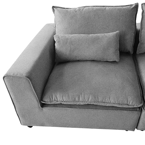 Dealsmate 6 Seater Cloud Sectional Sofa in Belfast Fabric Grey Living Room Couch with Ottoman