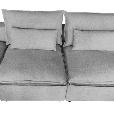 Dealsmate 6 Seater Cloud Sectional Sofa in Belfast Fabric Grey Living Room Couch with Ottoman