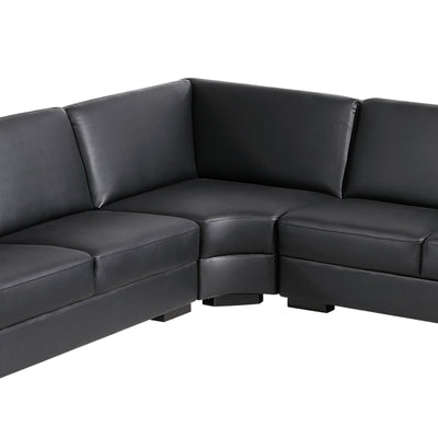 Dealsmate Lounge Set Luxurious 6 Seater Bonded Leather Corner Sofa Living Room Couch in Black with Chaise