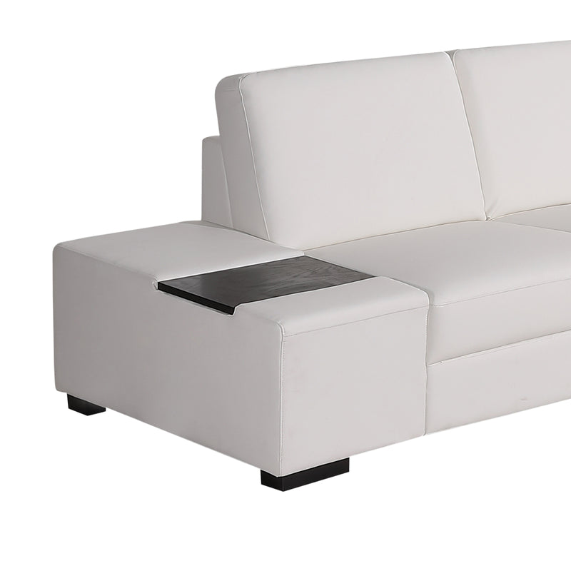 Dealsmate Lounge Set Luxurious 6 Seater Bonded Leather Corner Sofa Living Room Couch in White with Chaise