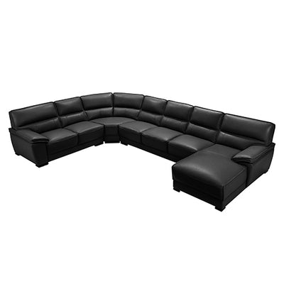Dealsmate Lounge Set Luxurious 7 Seater Bonded Leather Corner Sofa Living Room Couch in Black with Chaise