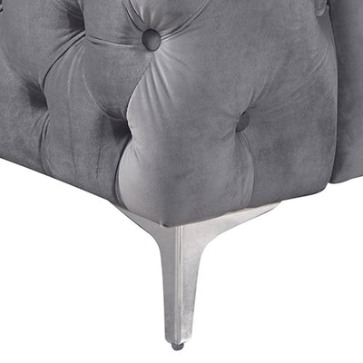 Dealsmate 2 Seater Sofa Classic Button Tufted Lounge in Grey Velvet Fabric with Metal Legs