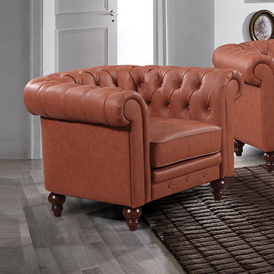 Dealsmate Single Seater Brown Sofa Armchair for Lounge Chesterfireld Style Button Tufted in Faux Leather