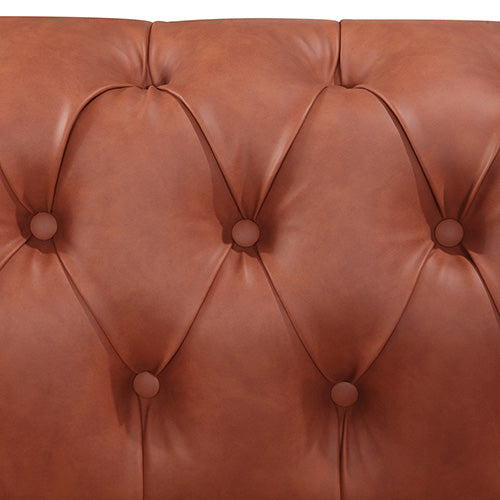 Dealsmate 2 Seater Brown Sofa Lounge Chesterfireld Style Button Tufted in Faux Leather