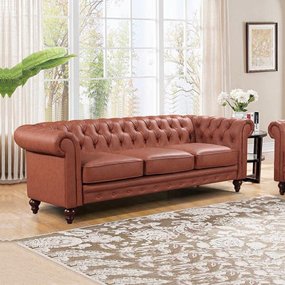 Dealsmate 3 Seater Brown Sofa Lounge Chesterfireld Style Button Tufted in Faux Leather