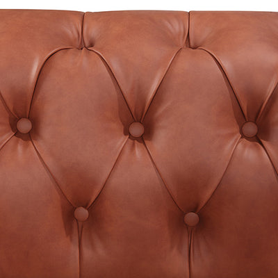 Dealsmate 3 Seater Brown Sofa Lounge Chesterfireld Style Button Tufted in Faux Leather