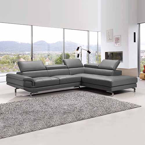 Dealsmate 5 Seater Lounge Set Grey Colour Leatherette Corner Sofa for Living Room Couch with Chaise