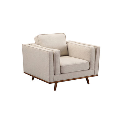 Dealsmate Single Seater Armchair Sofa Modern Lounge Accent Chair in Beige Fabric with Wooden Frame
