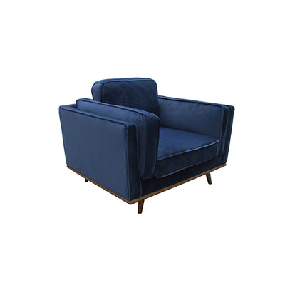 Dealsmate Single Seater Armchair Sofa Modern Lounge Accent Chair in Soft Blue Velvet with Wooden Frame